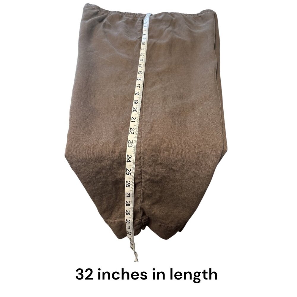 J. Jill Womens Petite 100% Linen Cropped Pants Brown Elastic Waist Size L - Picture 6 of 7